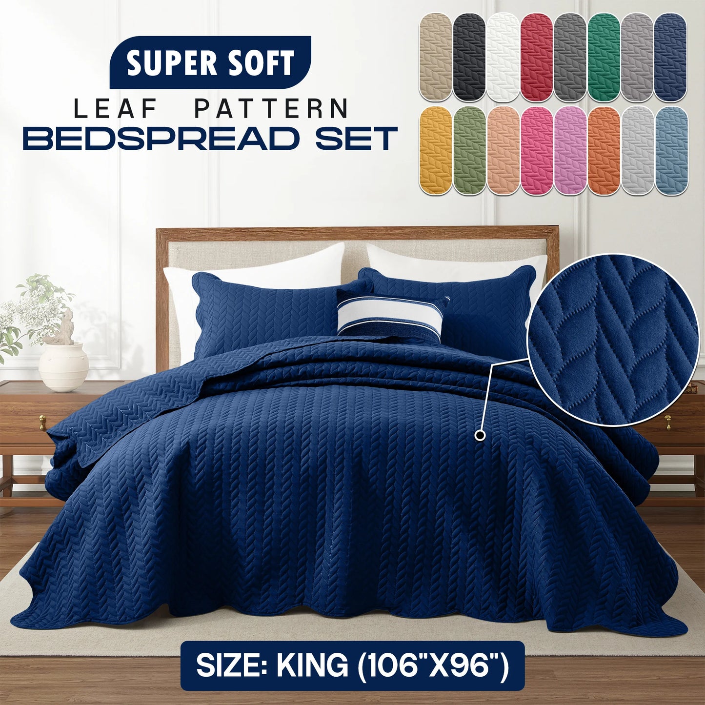 LUXEVOIR 3 Piece Cooling Microfiber Quilt Set Lightweight