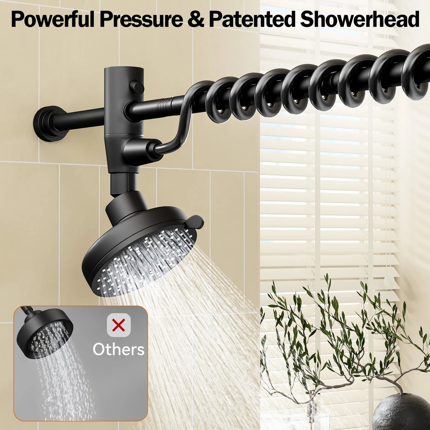 Tandem Dual Shower Head For Couples With Adjustable Slider High Pressure