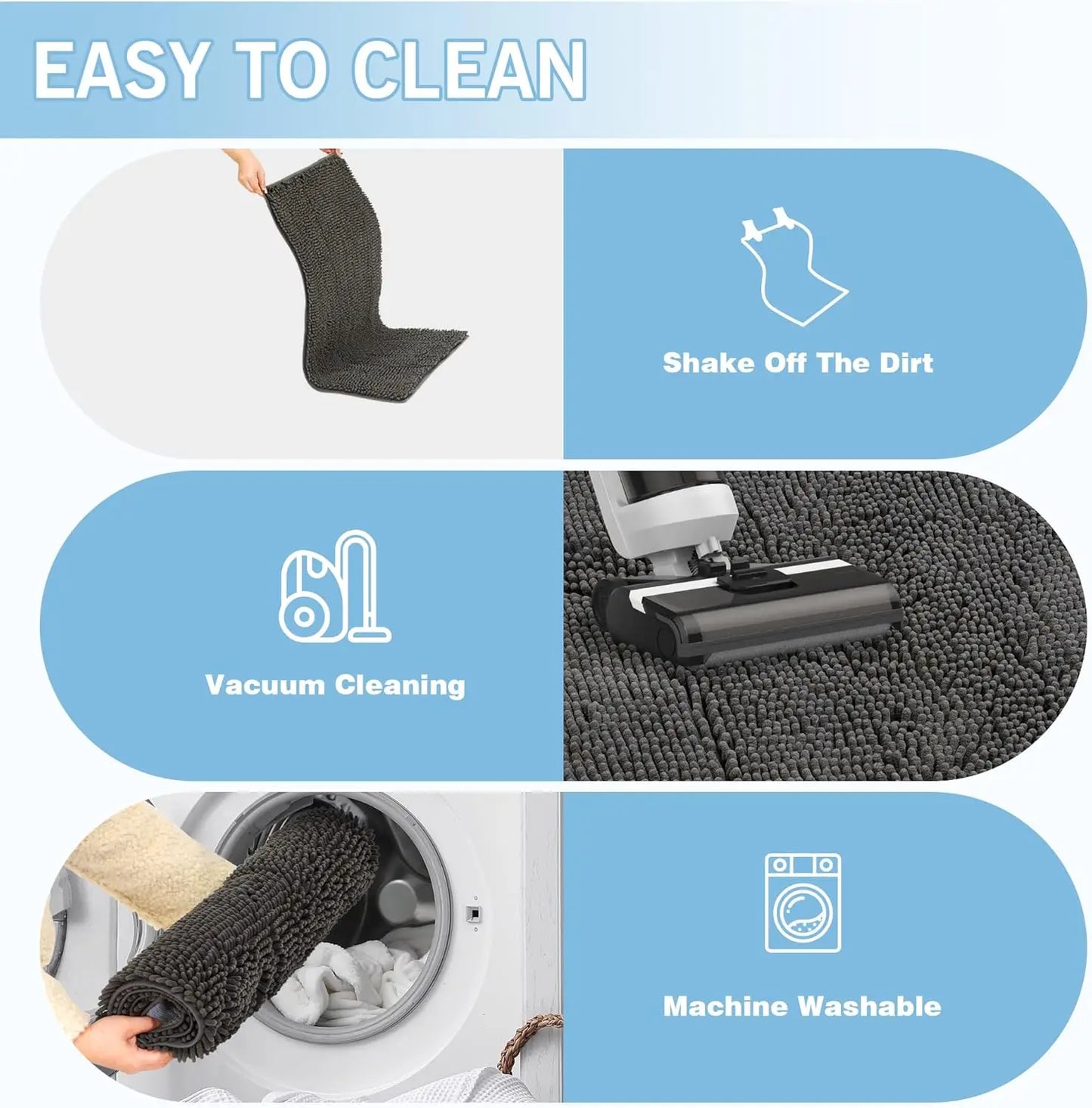 Large Absorbent Dog Door Mat for Muddy Paws, Quick Dry Non-Slip Chenille Rug, Machine Washable Indoor Entryway Floor Mat