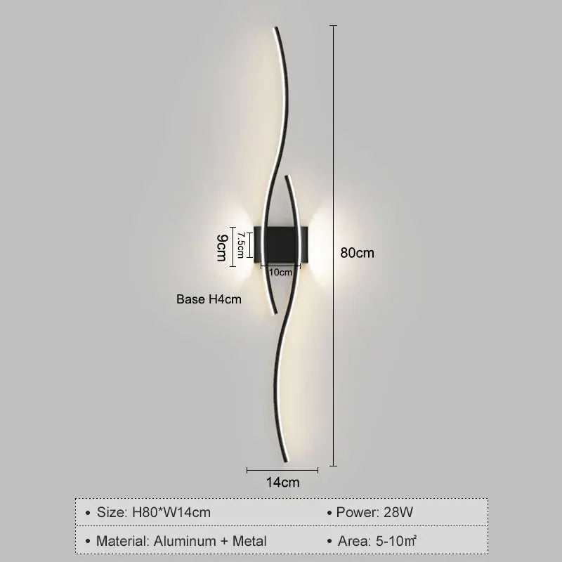 Nordic LED Wall Light Sconce For Bedroom Indoor Aluminum