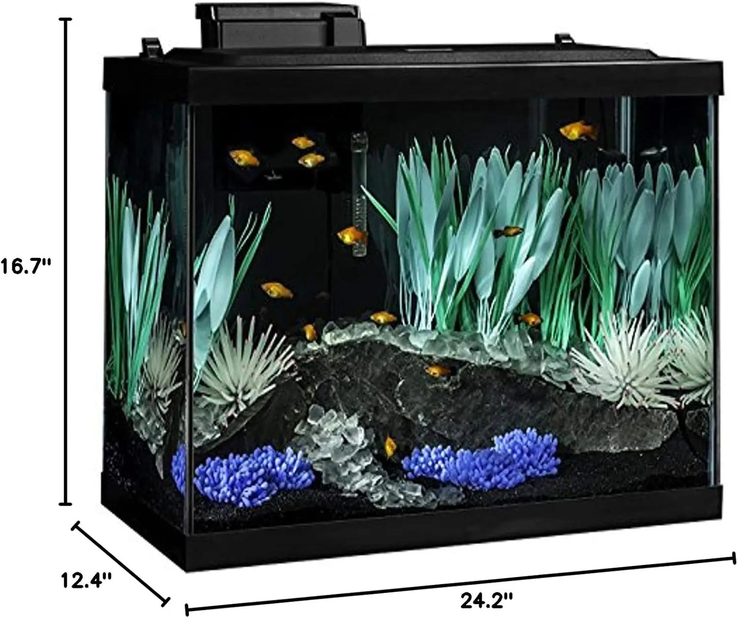 Aquarium Kit With LED Lighting And Decor Complete Tank Setup