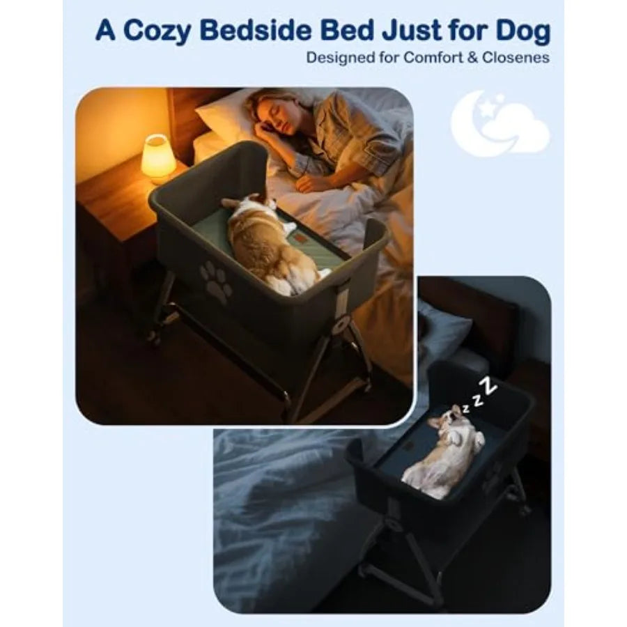 Bedside Dog Bed Elevated Pet Bassinet For Cats Dogs And Small Pets