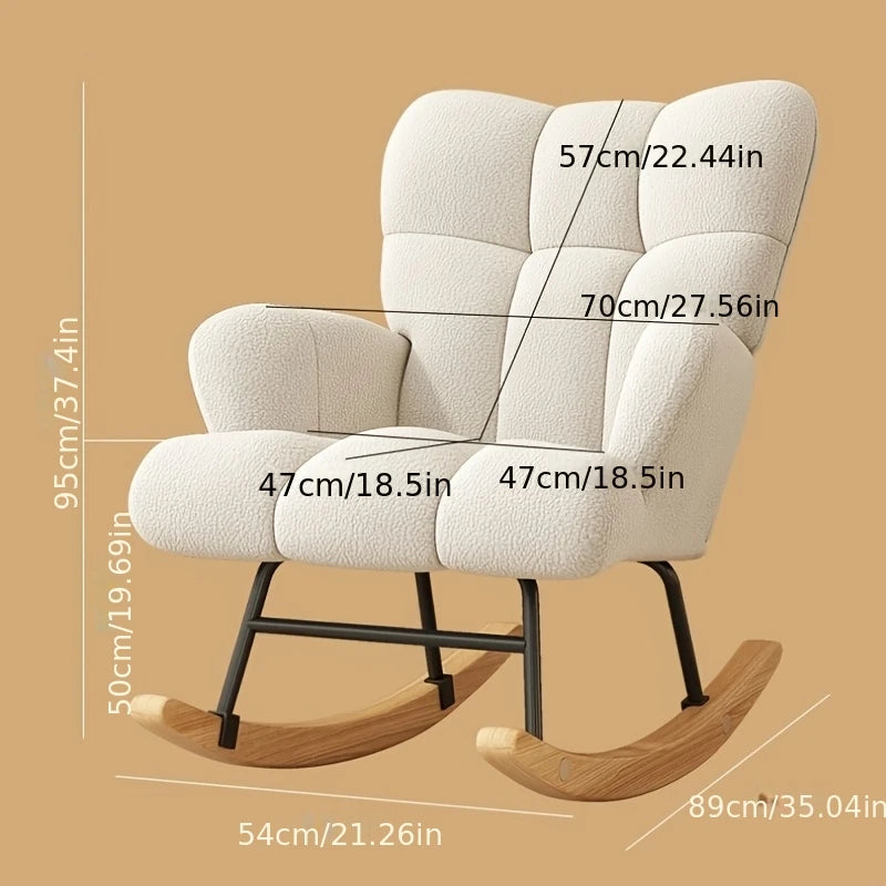 Folded Rocking Chair Modern High Back Armchair With Velvet Upholstery