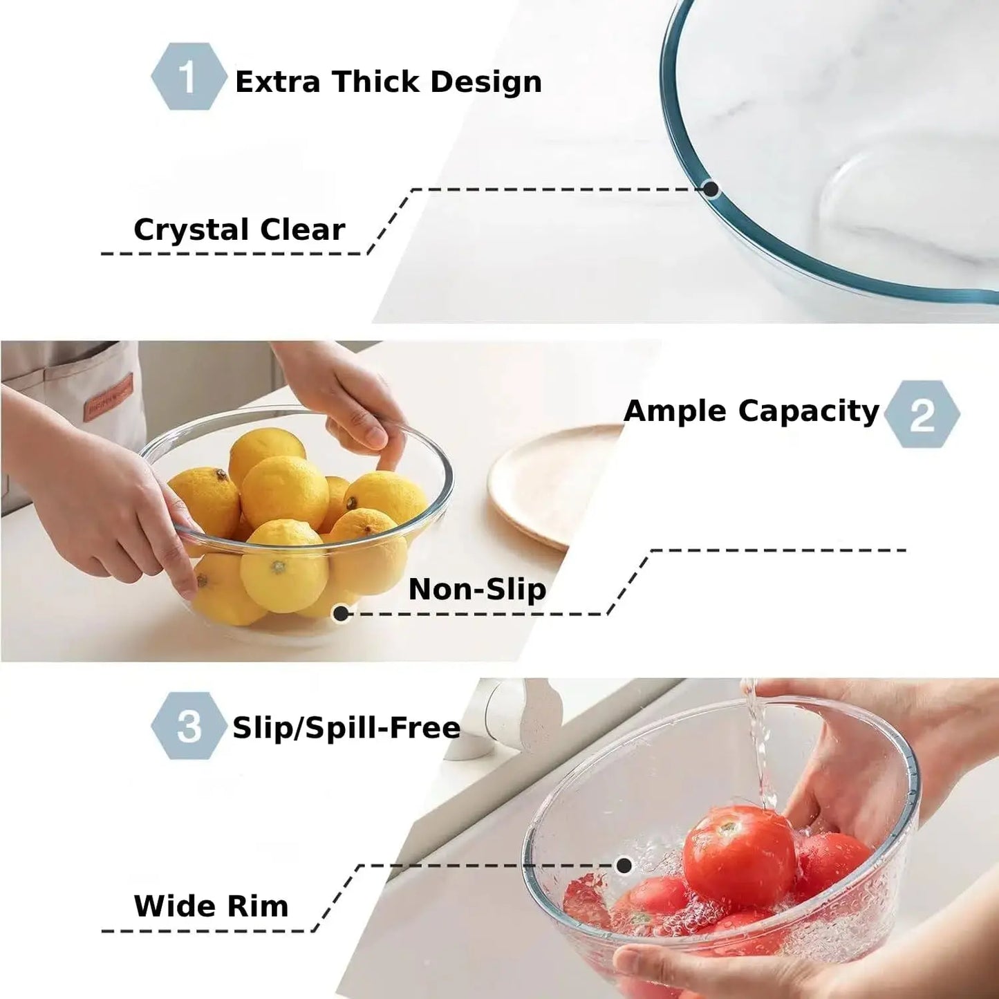 Nesting Glass Mixing Bowls Set