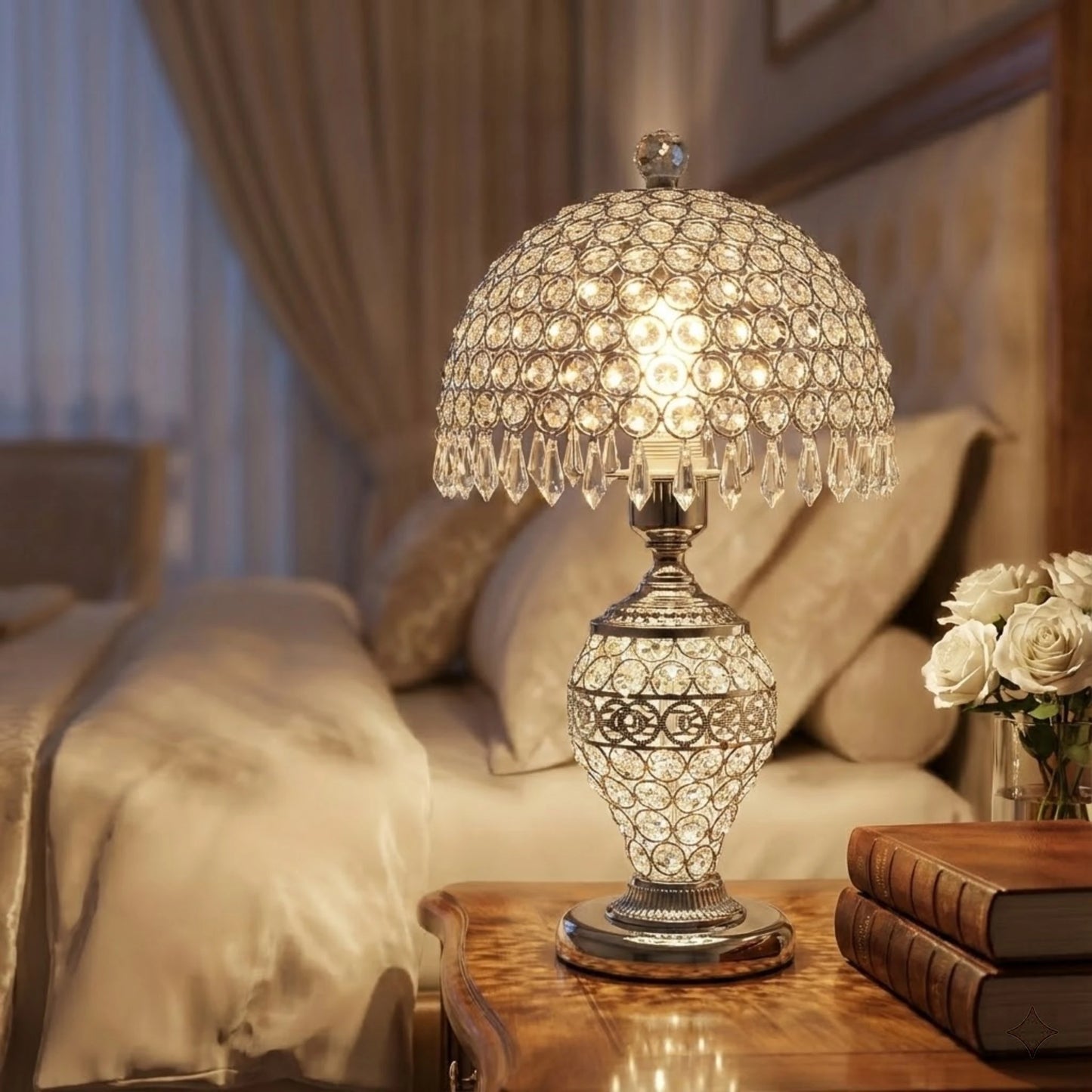 Crystal Table Lamp With Hanging Drops E27 For Modern Living Rooms