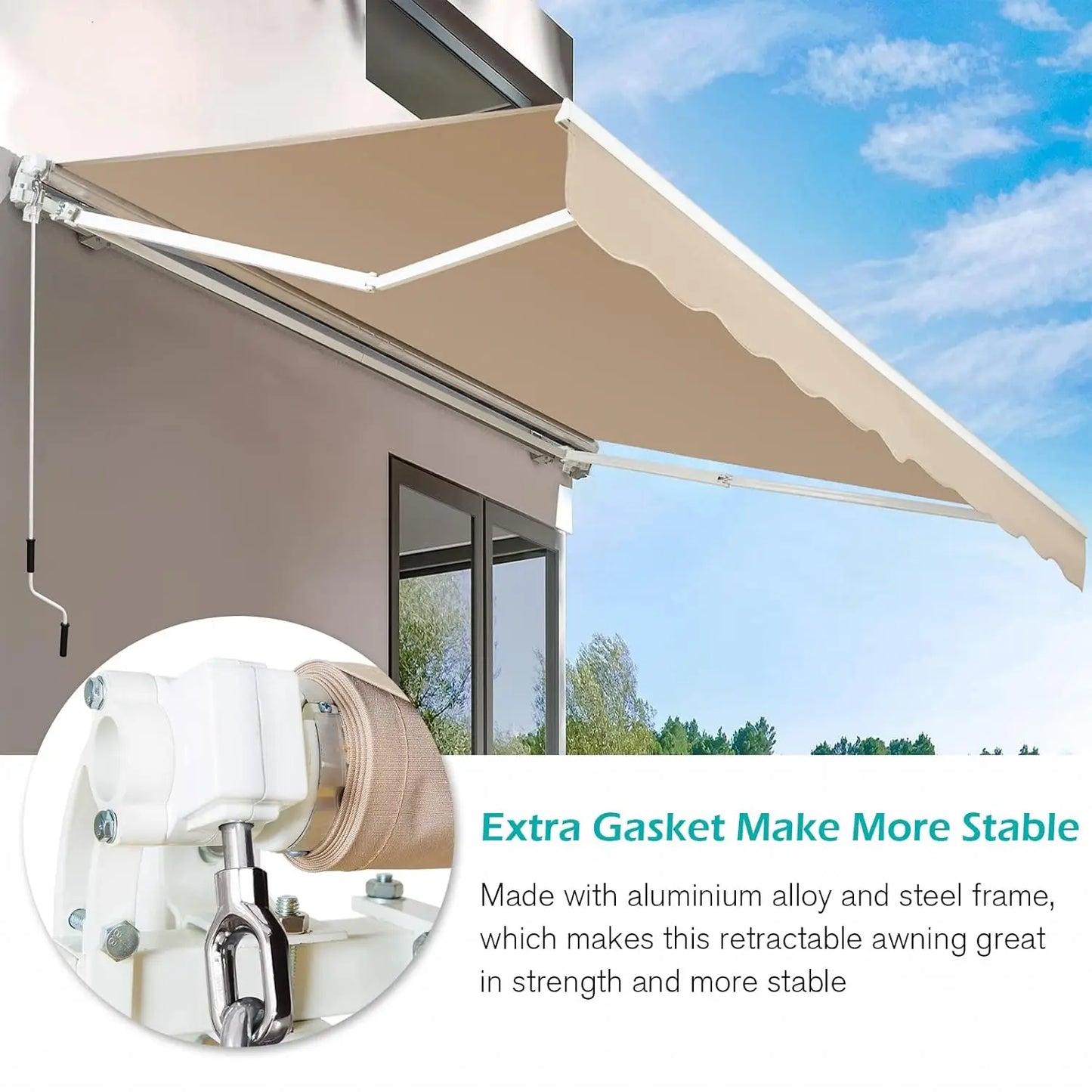 Patio Retractable Awning Sun Shade Canopy For Outdoor Use