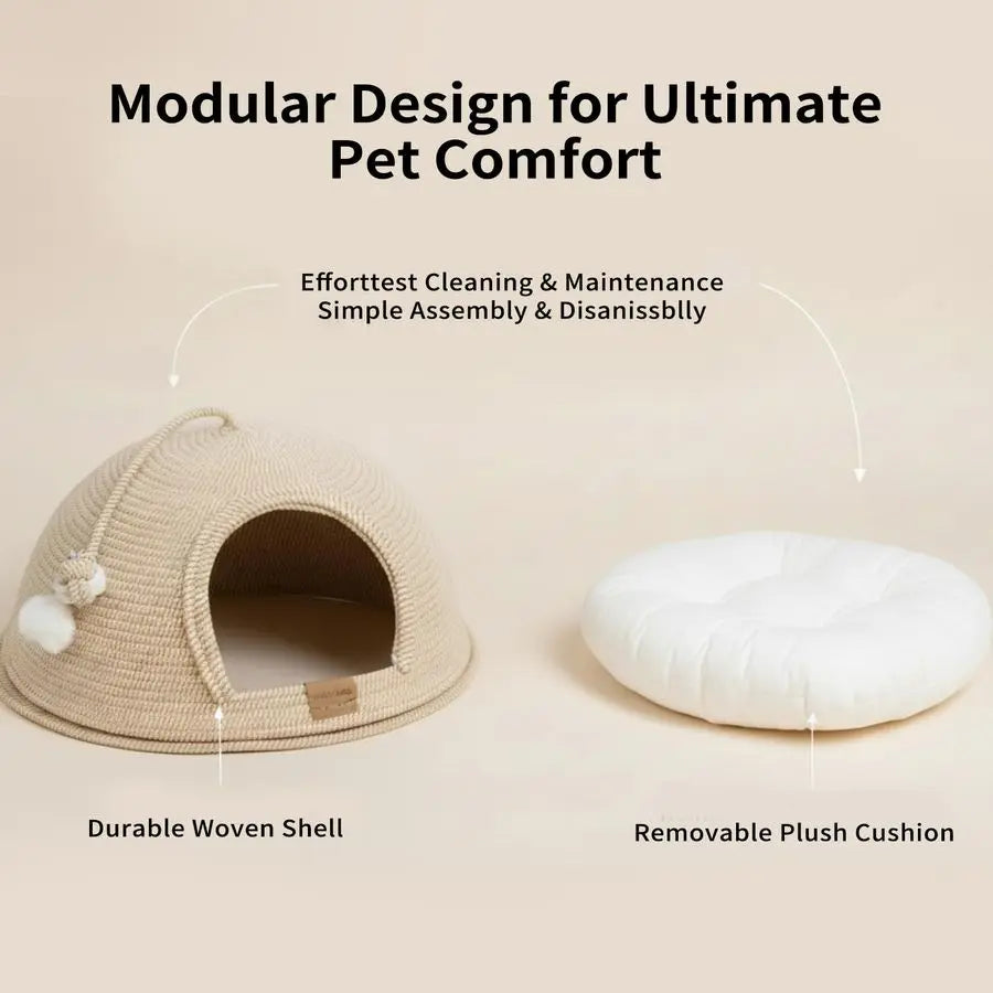 Cat Cave Bed Indoor Cat House With Washable Cushion