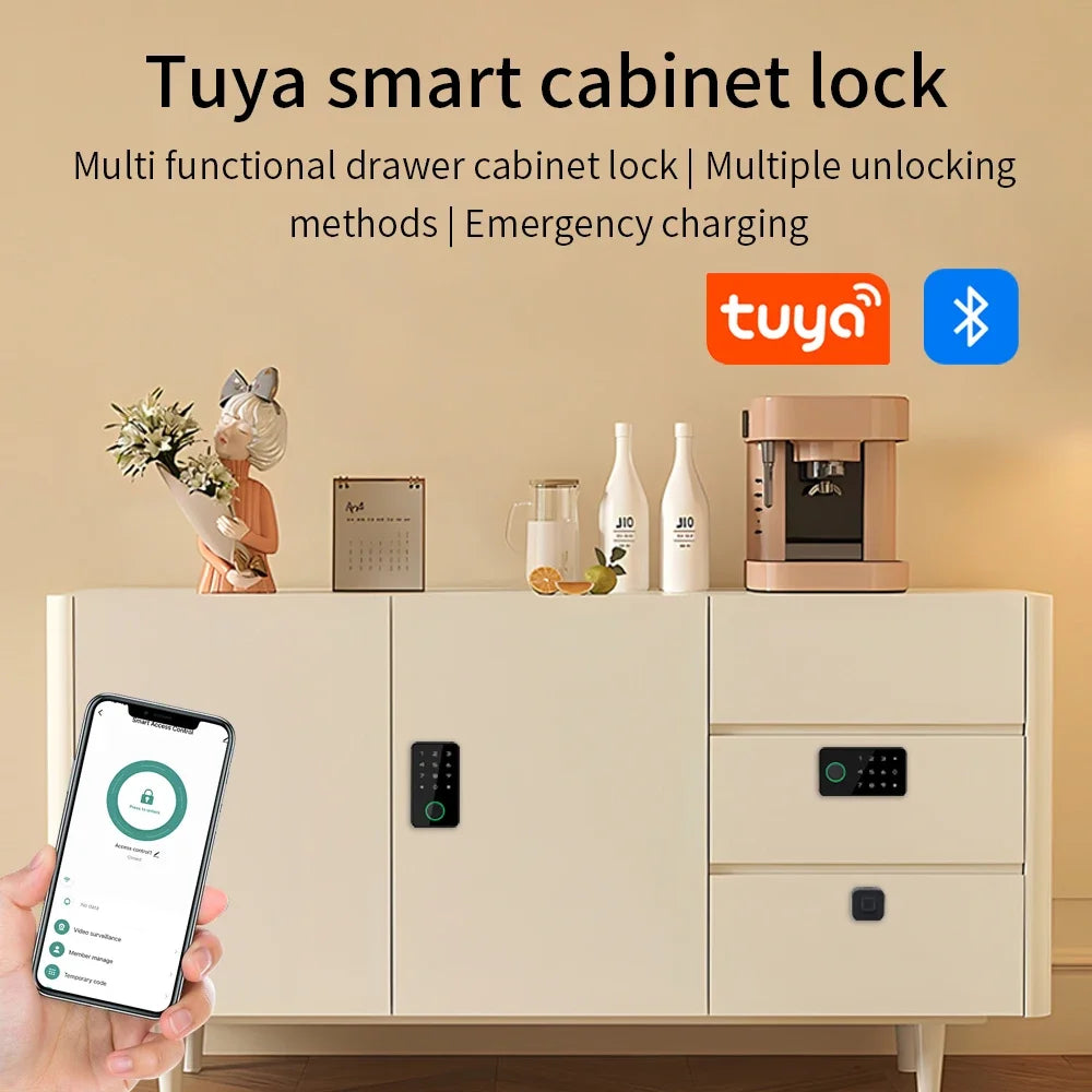 Lucking Door Tuya Smart Fingerprint Cabinet Lock For Furniture