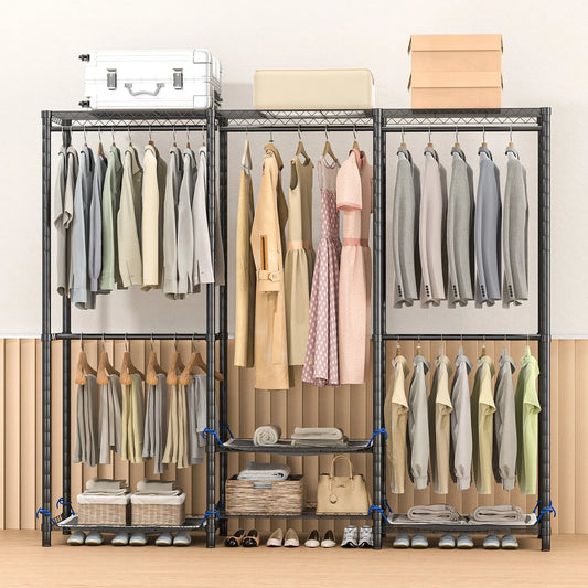Portable DIY Closet Storage Wardrobe With Adjustable Bottom