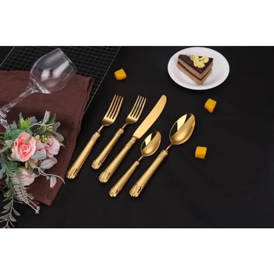 MDNG Gold Plated Flatware Set For Four Stainless Steel