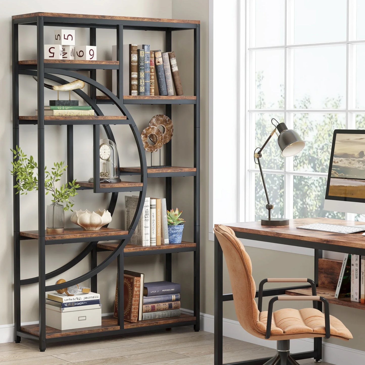 Tribesigns 5 Tier Industrial Etagere Bookcase Storage