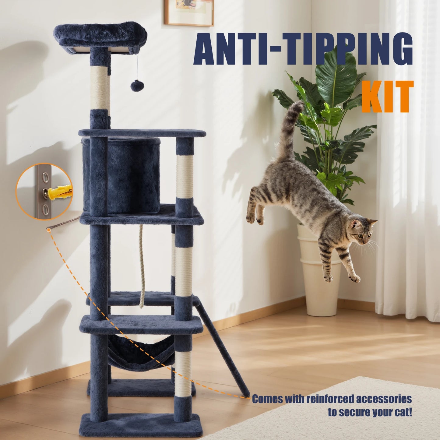 MCQ Cat Tree Tower Multi Level Scratching Posts With Condo
