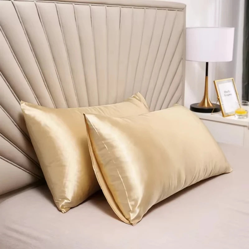 Solid Polyester Cotton Pillowcase Soft Satin Look Pillow Cover