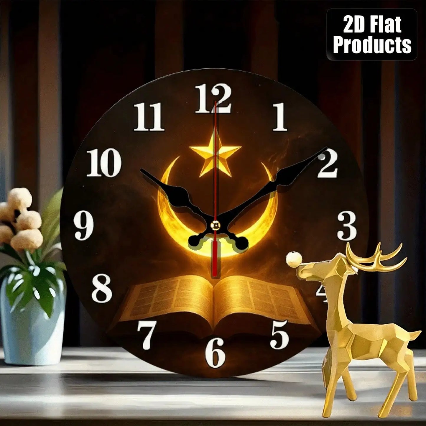 Nursery Wall Clock Crescent Moon And Star Islamic Symbol