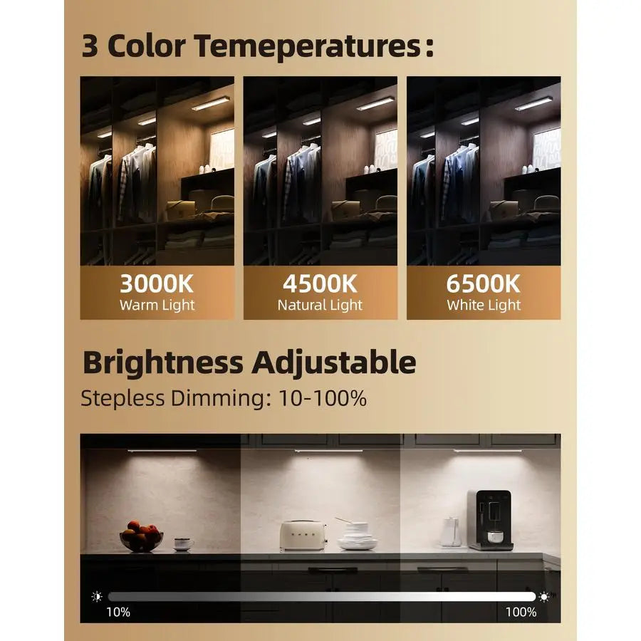 Under Cabinet Lighting With Motion Sensor Rechargeable Wireless Dimmable Remote