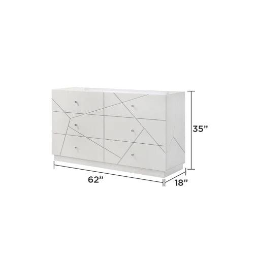 Five Piece Modern Bedroom Set With Lacquer Finish And LED Lighting