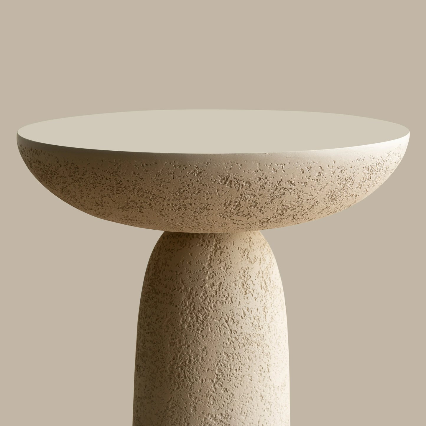 SHYFOY Pedestal Side Table Modern Round End Table Stone Inspired Hourglass