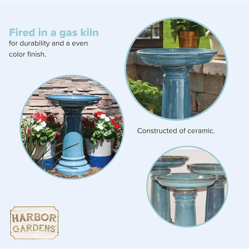 Ceramic Bird Bath For Outdoors Durable Garden Water Feature