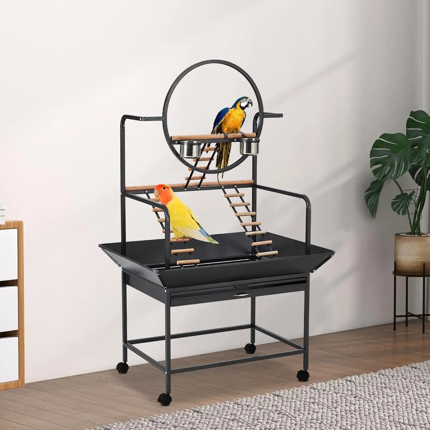 HiMISSCN Heavy Duty Bird Play Stand With Lockable Wheels