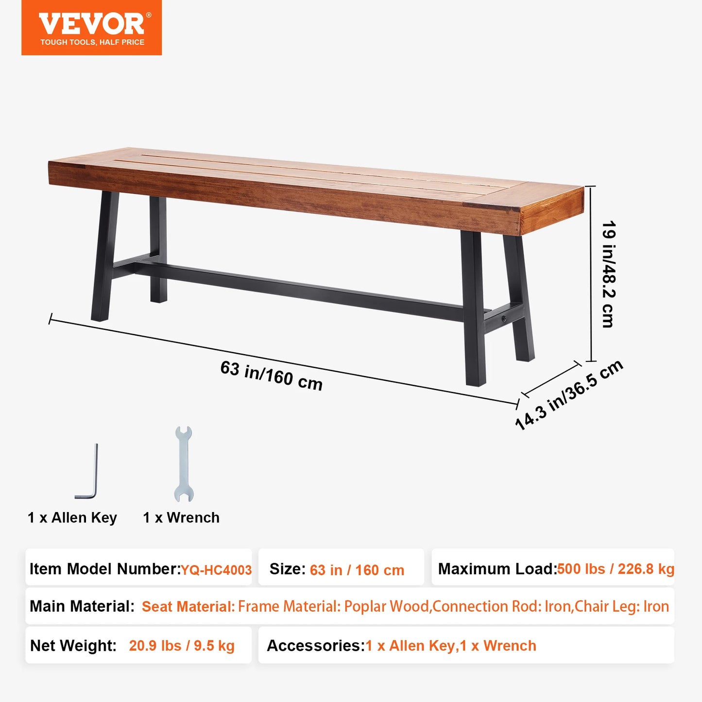 SucceBuy Outdoor Wood and Metal Garden Bench