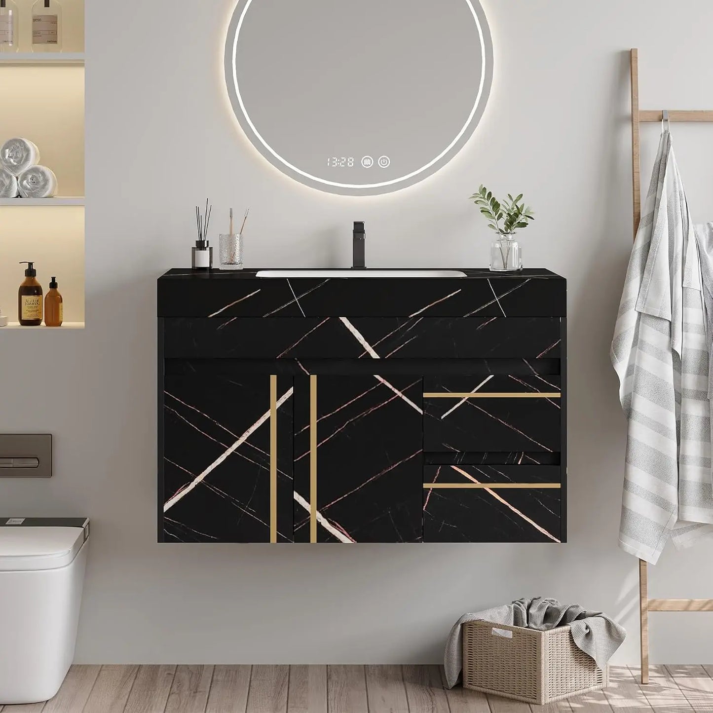 Custom Modern Freestanding Bathroom Vanity With Sink And Oval Vessel