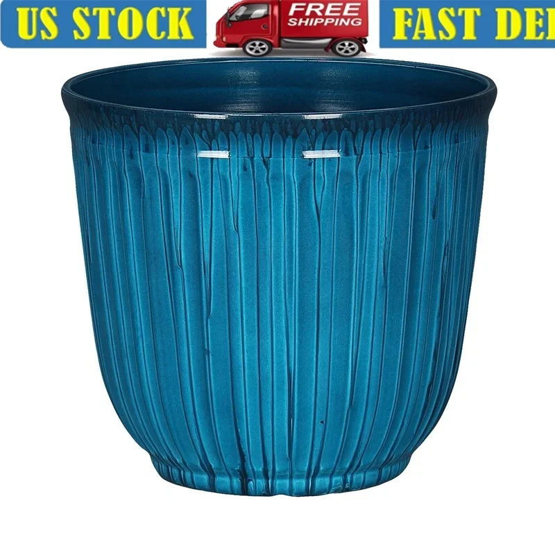 Recycled Plastic Round Planter With Drainage Holes