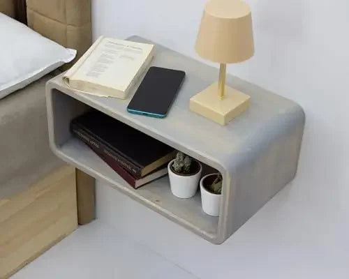 Floating Wooden Nightstand, Wall Mounted Bedside Shelf