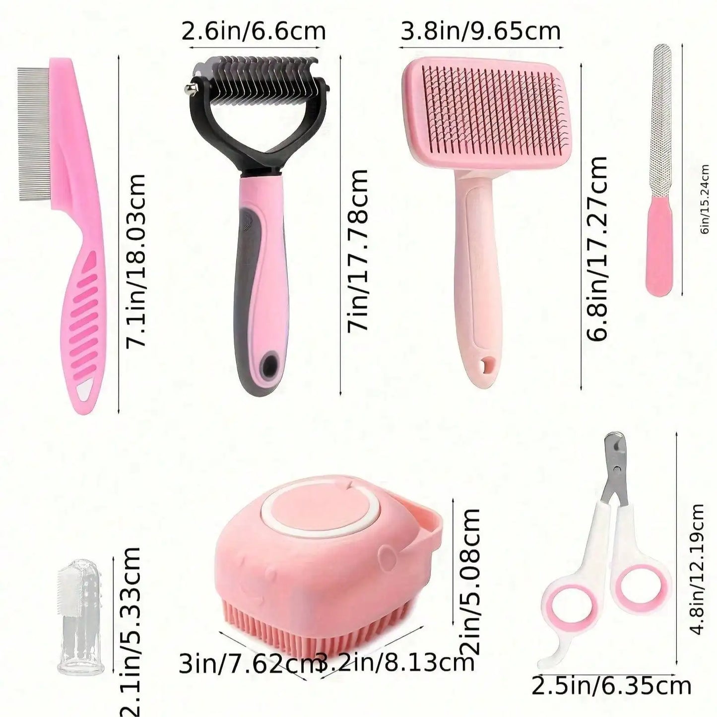 Dog Grooming Kit With Nail Clippers Flea Comb Brush