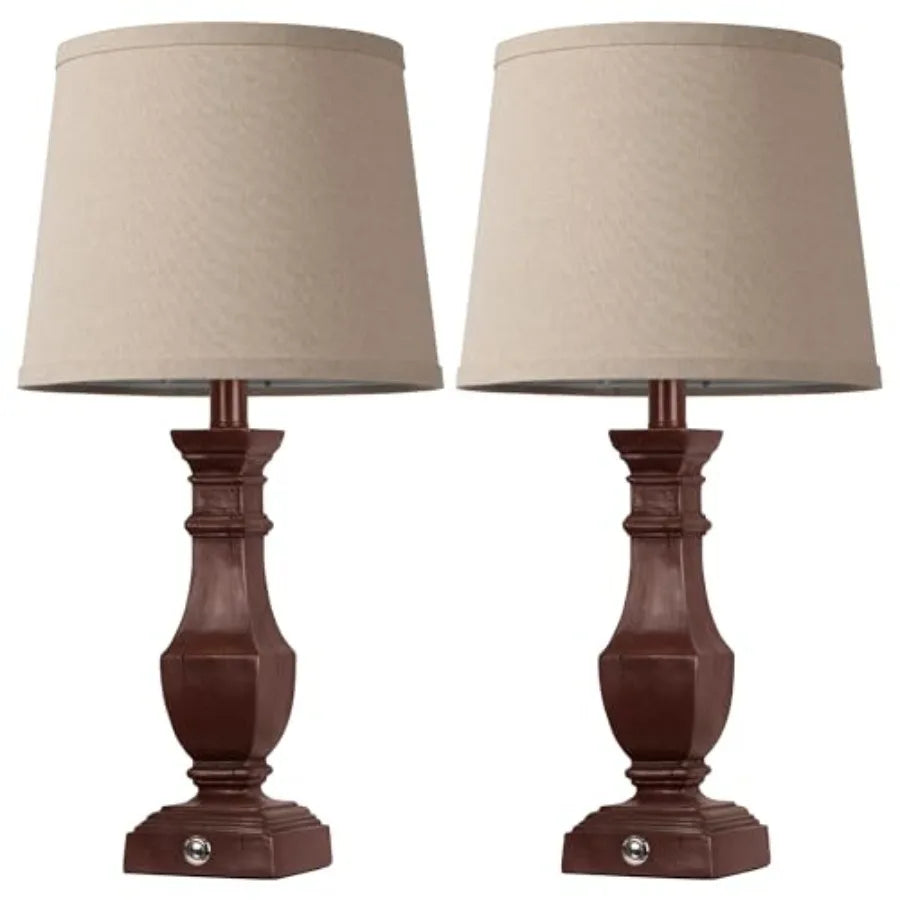 Dimmable Rustic Farmhouse Table Lamps Living Room Set Of 2