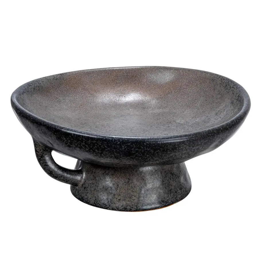 XMSJ Stoneware Bowl With Handle And Base Reactive Glaze