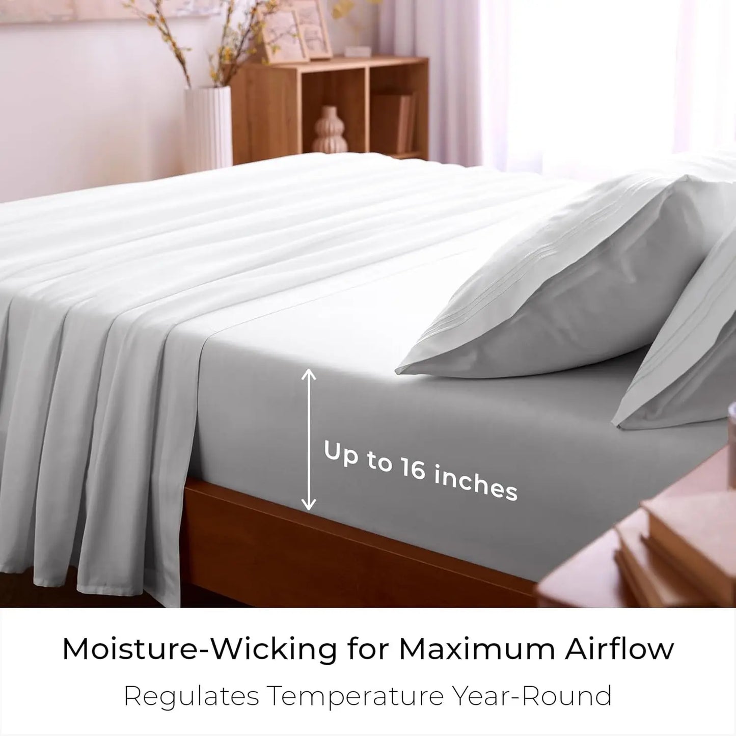 Polyester Cotton 4 Piece Sheet Set Luxury Bedding Wrinkle Resistant