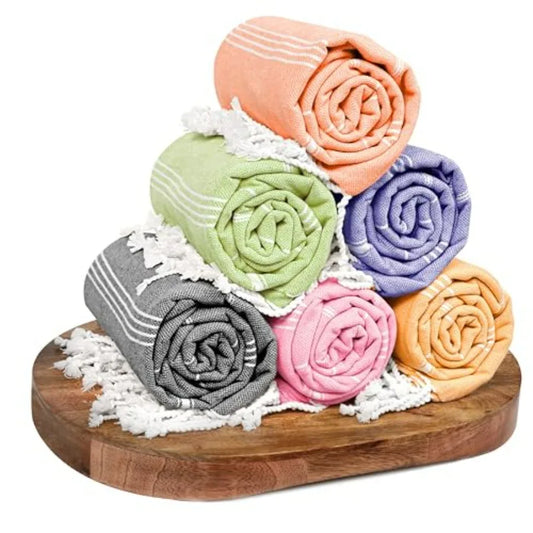 Turkish Cotton Beach Towels Set Of Six Quick Dry Absorbent