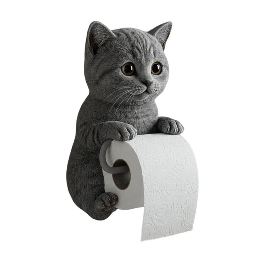 Shunmaii Cat Paper Holder Wall Mount Resin Toilet Roll Rack