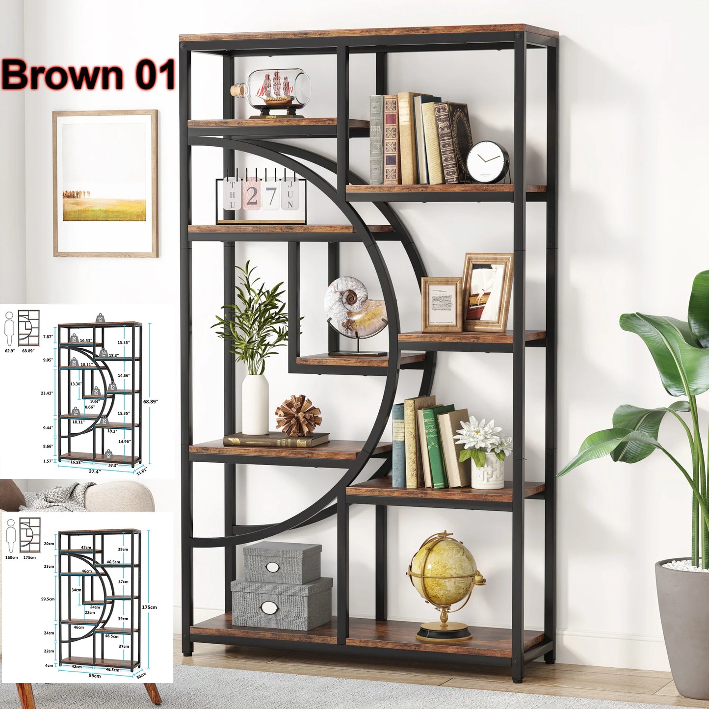 Tribesigns 5 Tier Industrial Etagere Bookcase Storage