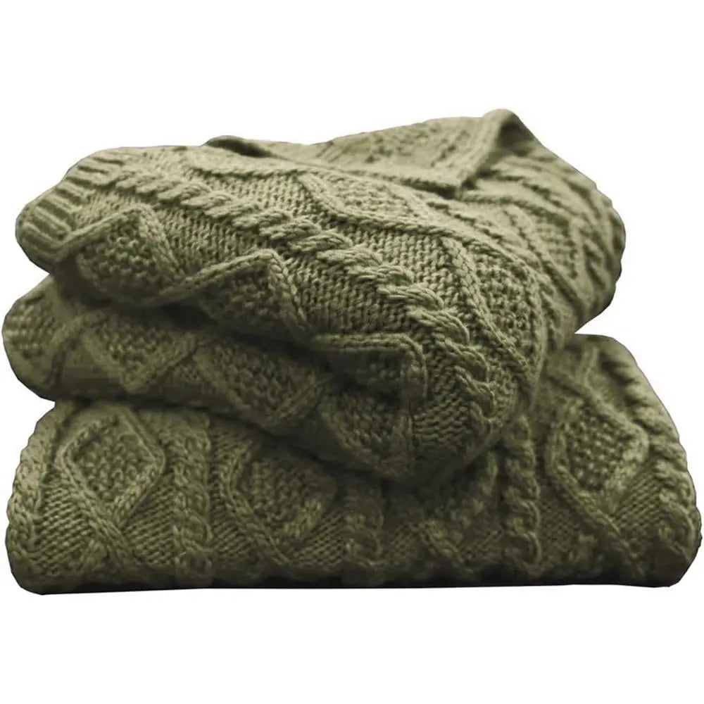 Cozy Cable Knit Throw Blanket Wool Blend