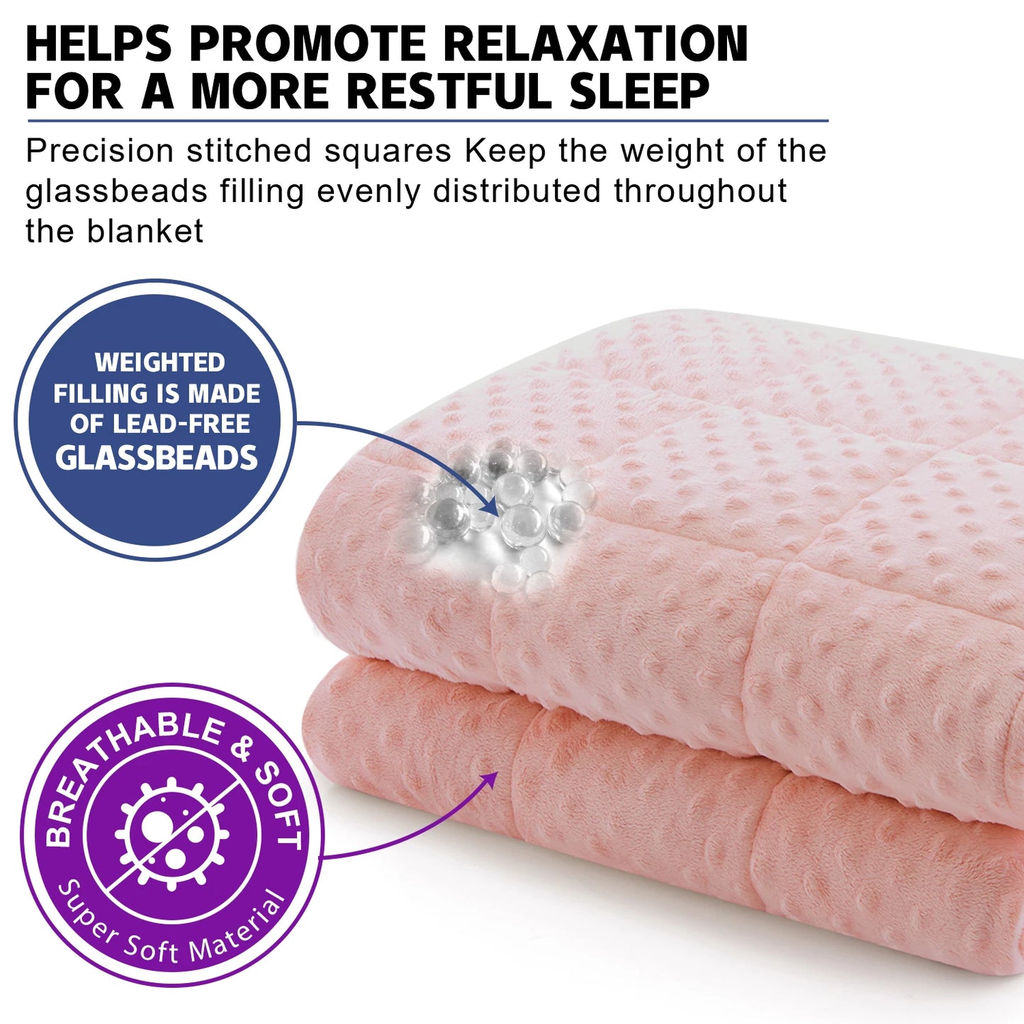 Huloo Sleep Weighted Minky Throw Blanket With Glass Beads