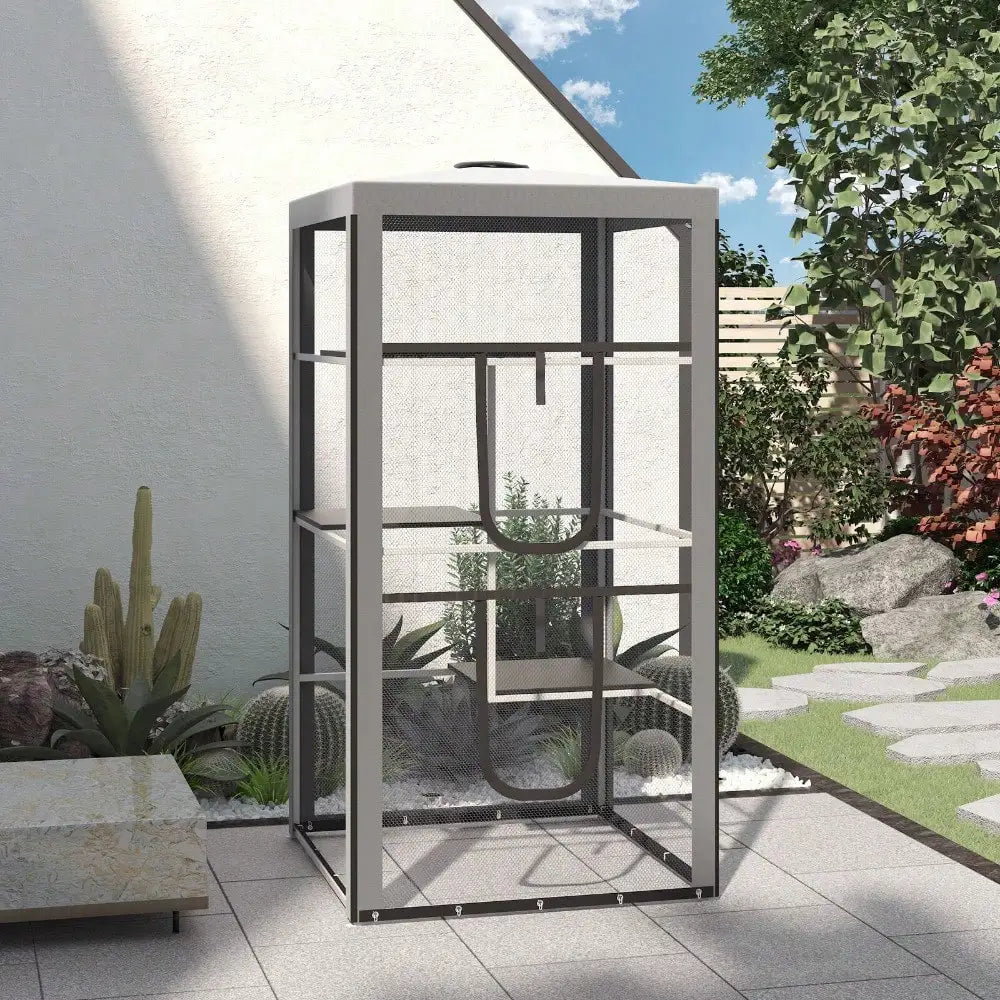 Outdoor Cat House Playpen With Three Platforms And Sandbags