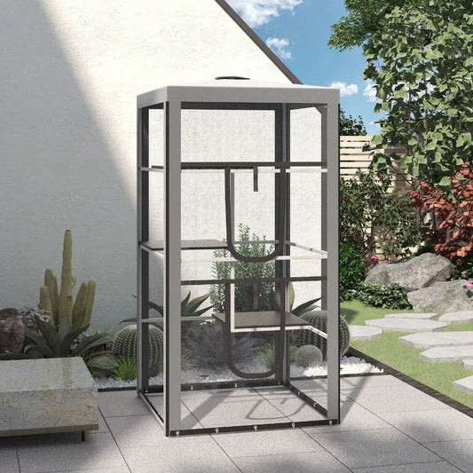 Outdoor Cat House Playpen With Three Platforms And Sandbags