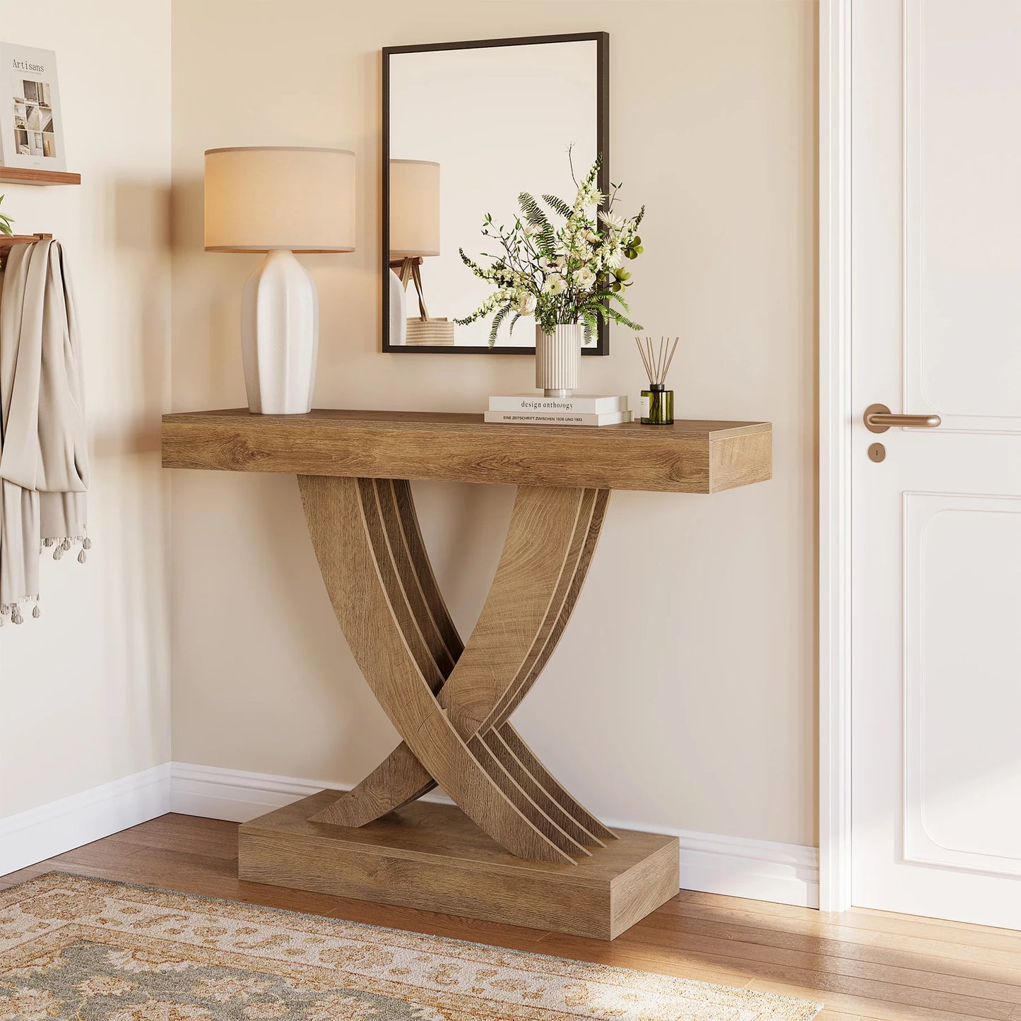 Tribesigns Console Table X Frame Entryway Sofa Table Industrial Farmhouse