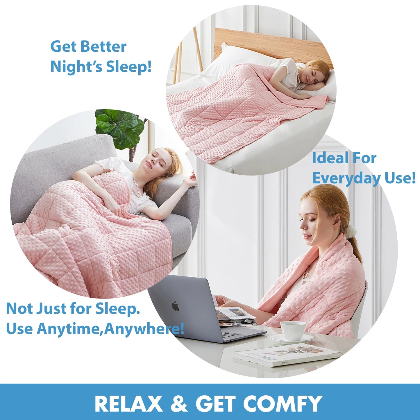 Huloo Sleep Weighted Minky Throw Blanket With Glass Beads