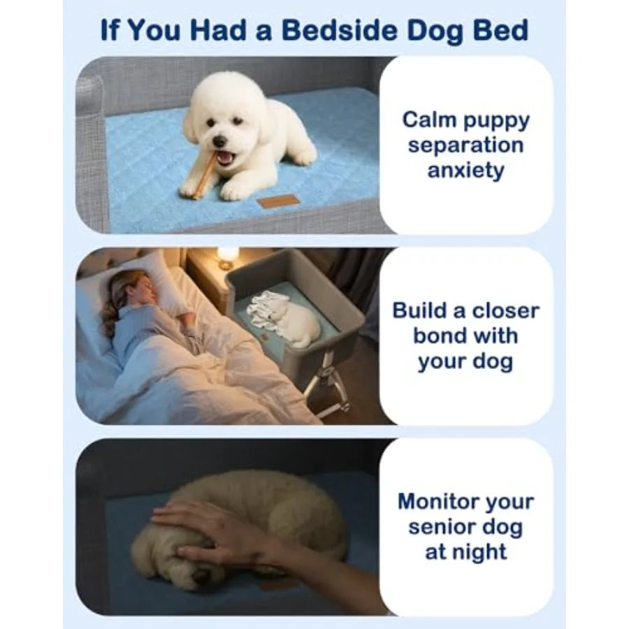 Bedside Dog Bed Elevated Pet Bassinet For Cats Dogs And Small Pets