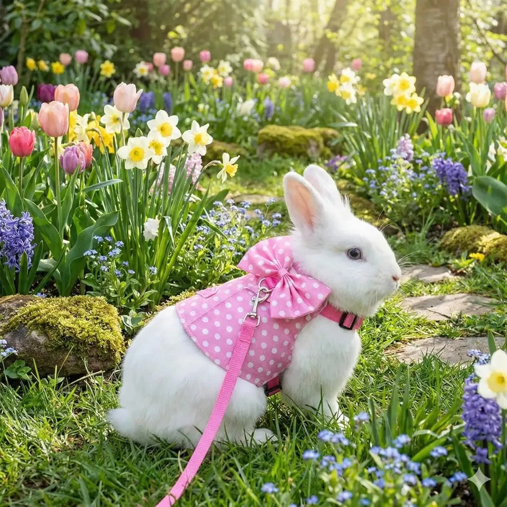 Soft Mesh Bunny Harness and Leash Set for Small Pets