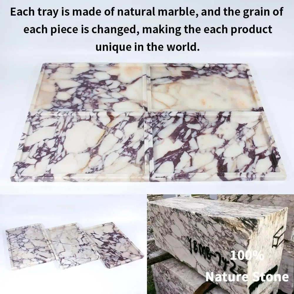 Natural Marble Vanity Tray Jewelry Organizer For Bathroom