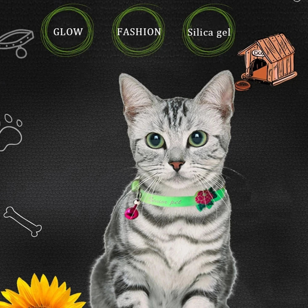 Luminous Cat Collar With Fluorescent Silicone Bell