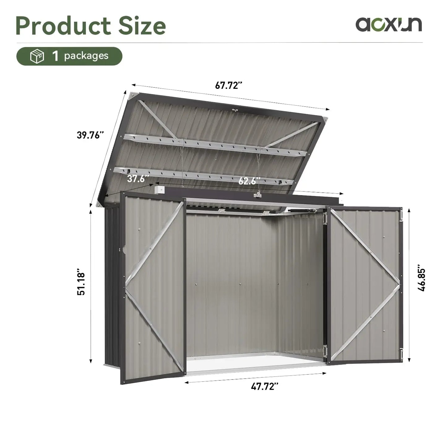 Metal Outdoor Storage Shed With Chain Lid for 2 Bins