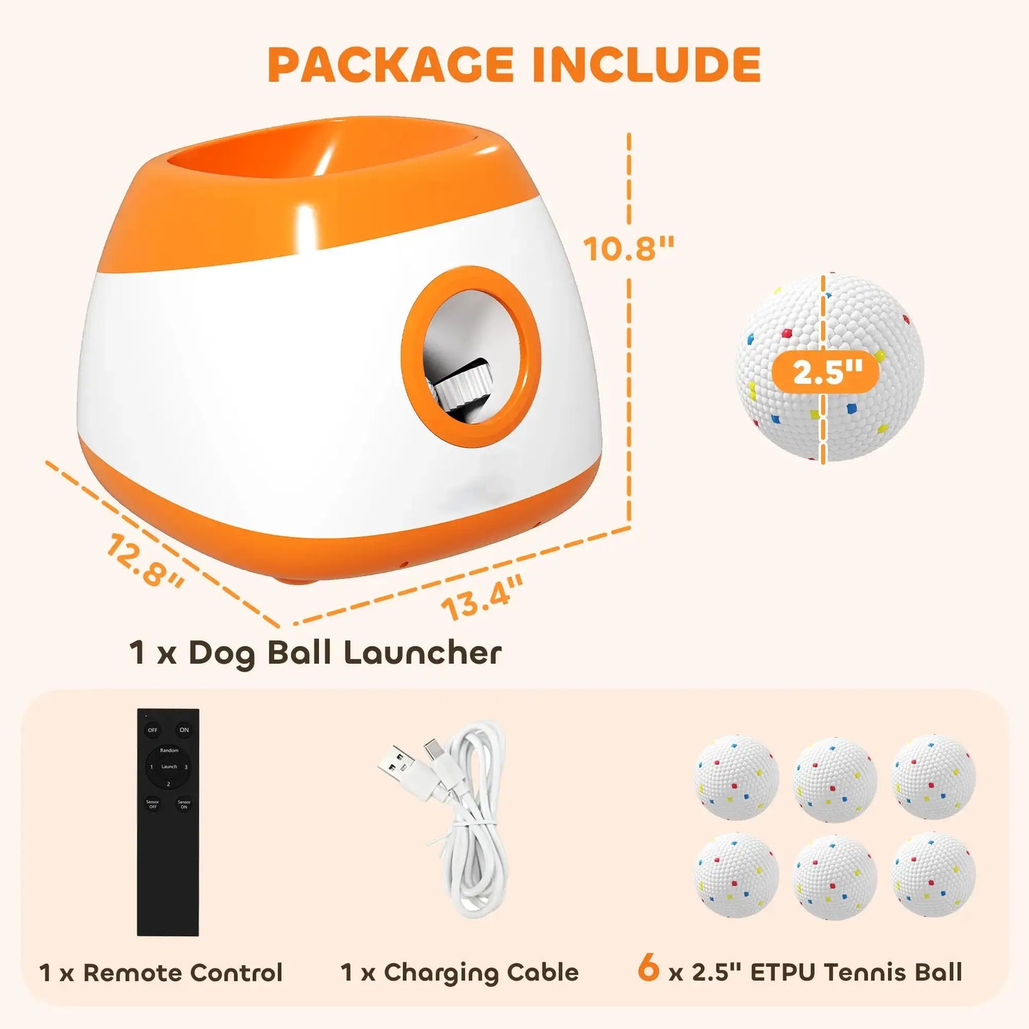 Automatic Dog Ball Launcher Cordless Fetch Toy Remote 3 Distances