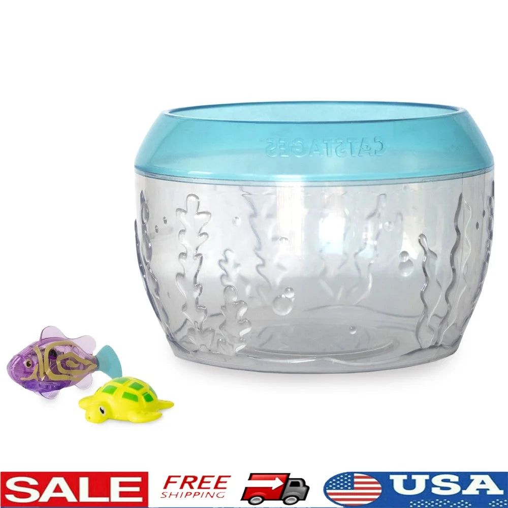 Interactive Cats Fish Bowl Toy With Swimming Electronic Fish Turtle