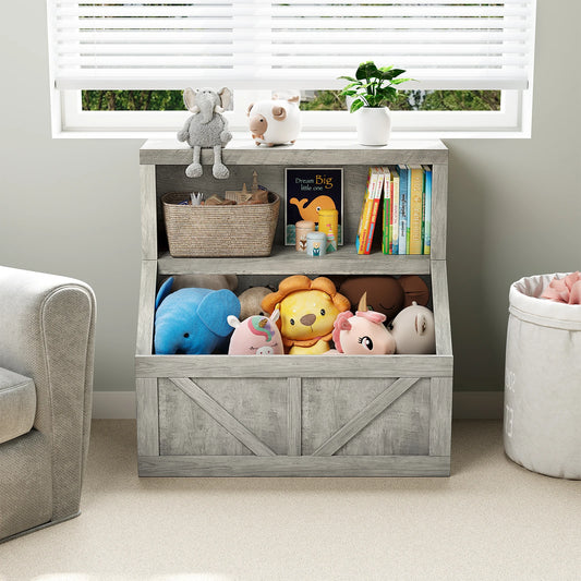 Wooden Kids Toddler Bookshelf Toy Storage Organizer