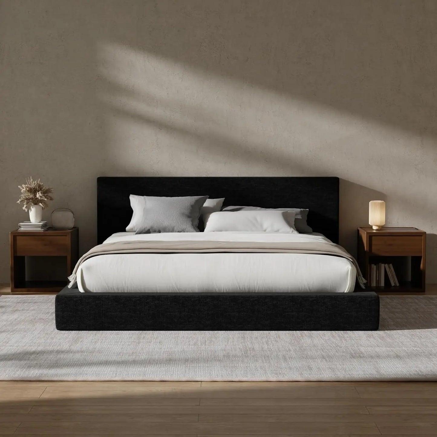 Cloud Upholstered Bed Frame With Headboard 5 Inch Foam Padding