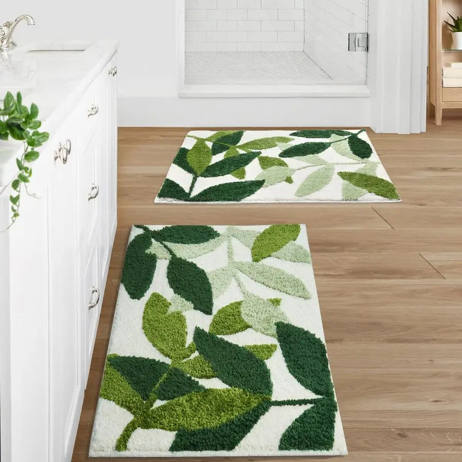 Non Slip Microfiber Bathroom Rug Set Water Absorbent Machine Washable